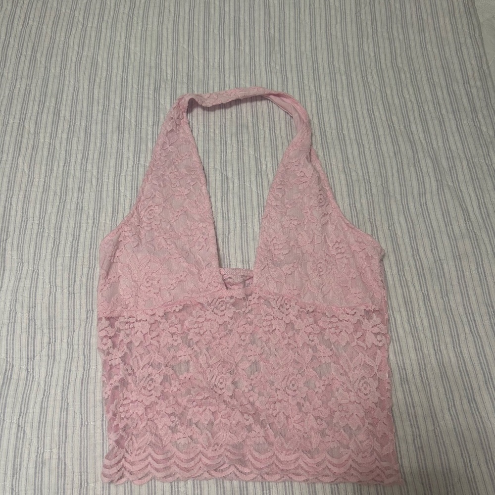 SHEIN Pink Lace Halter Top NEVER WORN